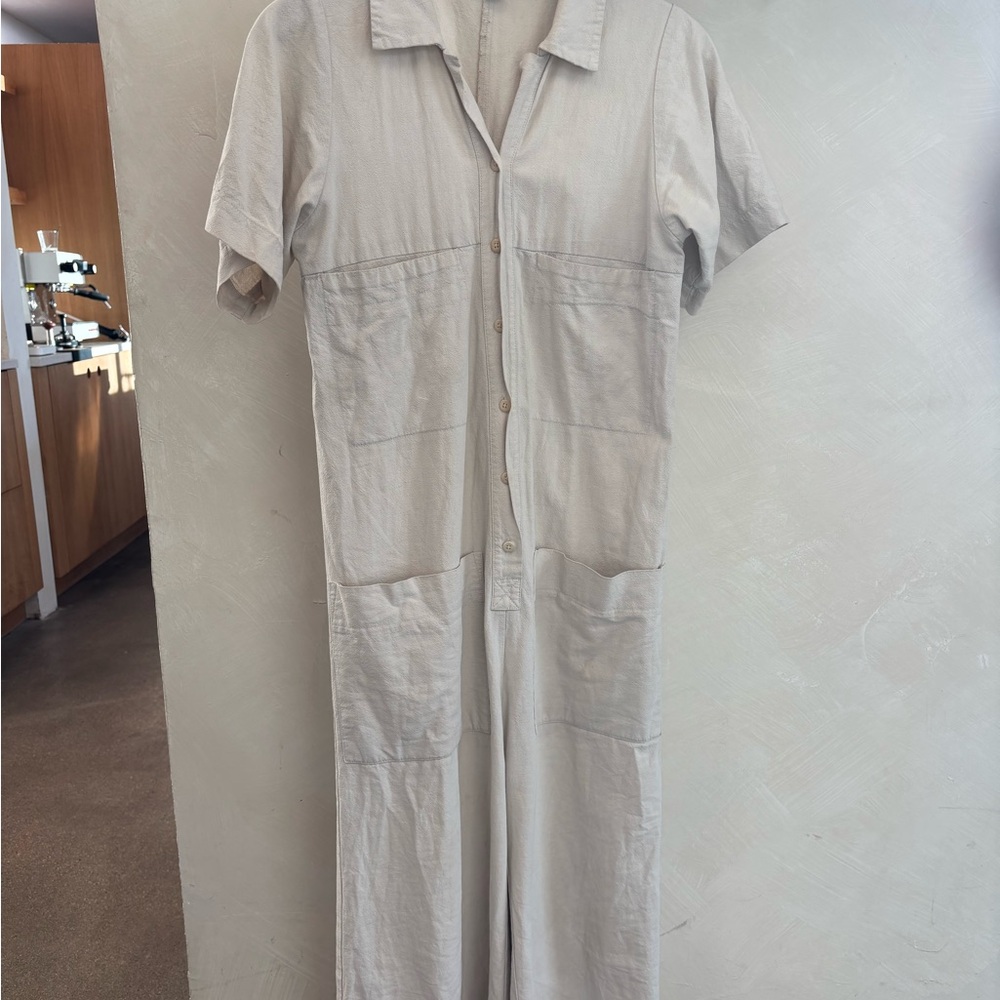 Ilana Kohn Mabel XS Linen Oat Women's Cream Jumpsuit